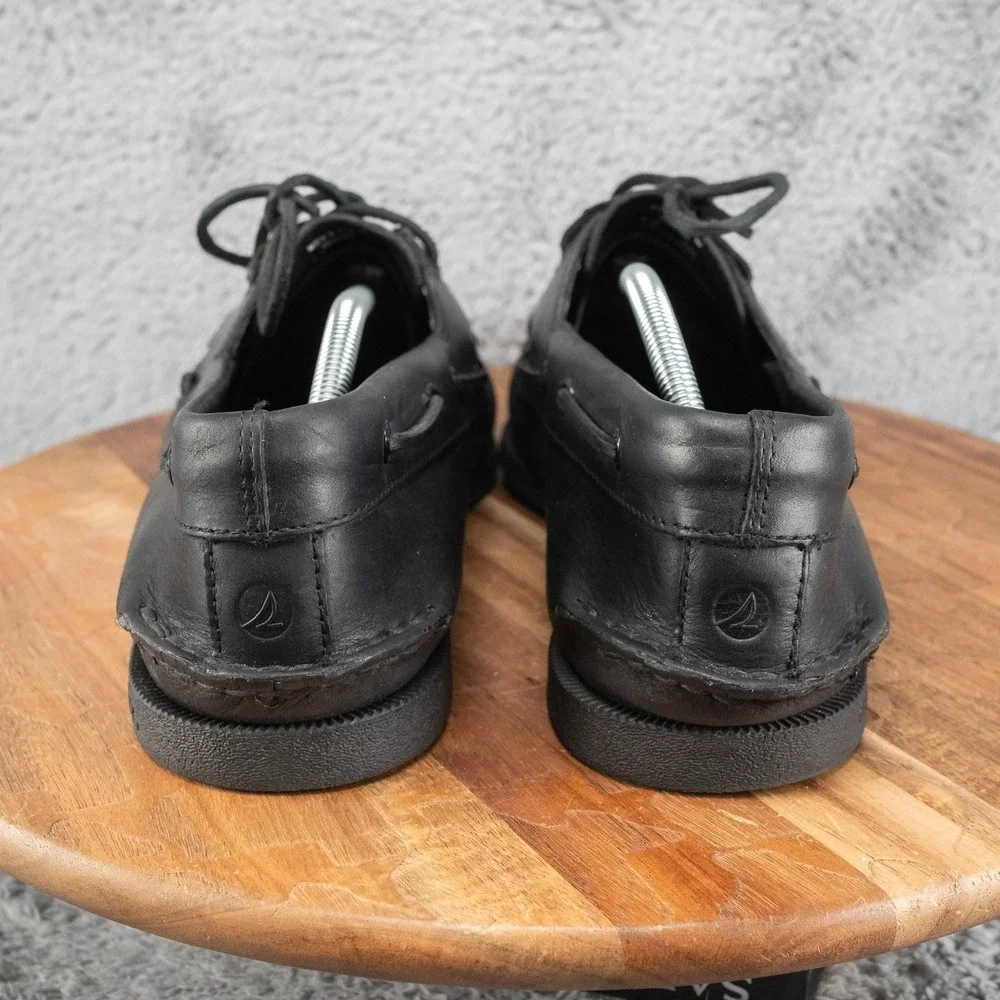 Sperry A/O 2 Eye Triple Black Boat Shoes Men Size 12 Wide Excellent Condition